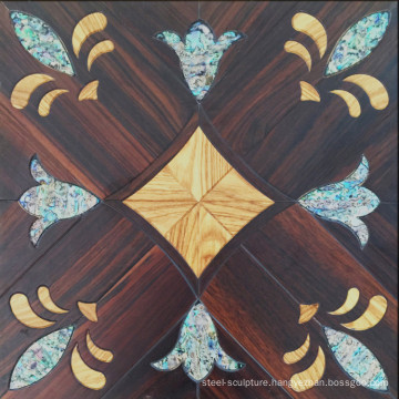 Features Unique Shell Flower Inlay Solid Wood Parquet Flooring